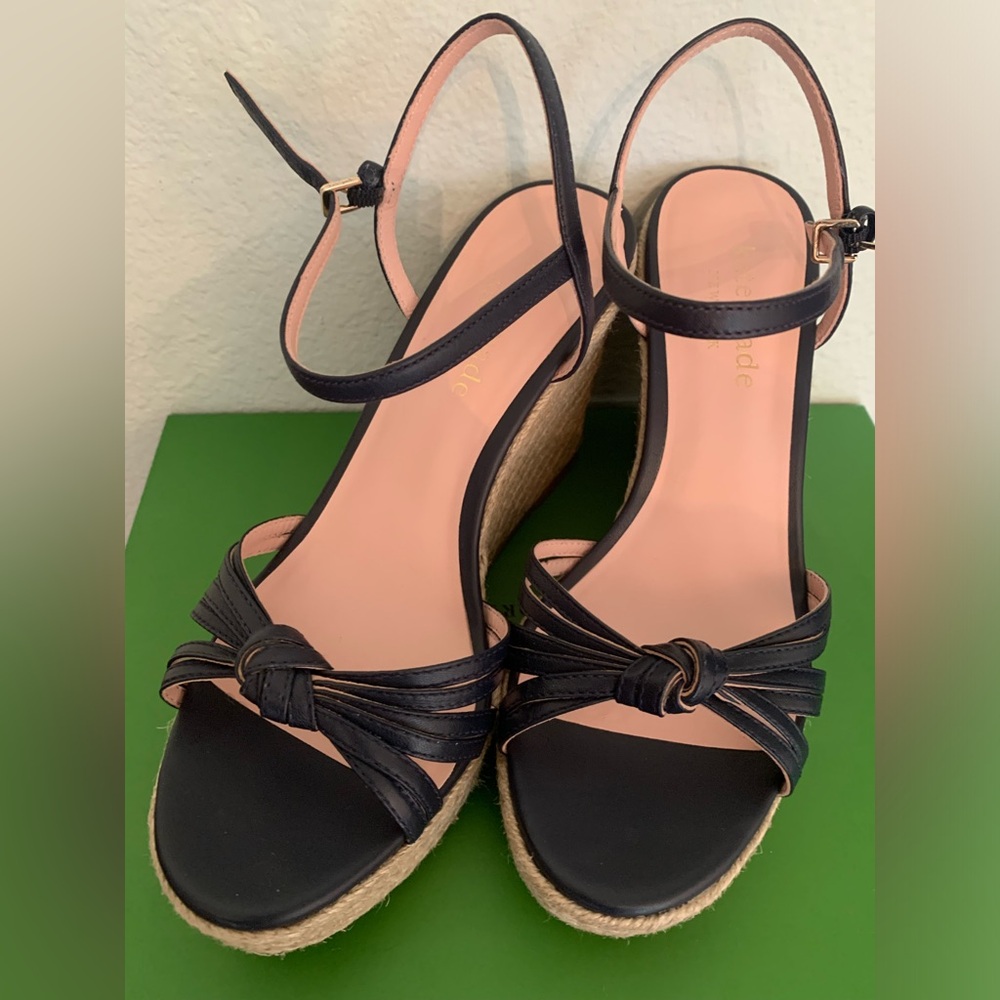 KATE SPADE Tessa Espadrille Platform Wedge in Blue Size 7.5 NWOB